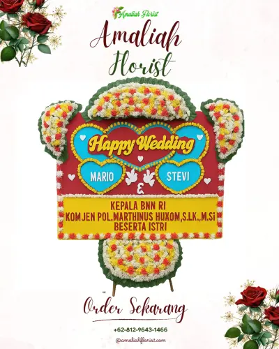 Karangan Papan Bunga Pernikahan di Buring